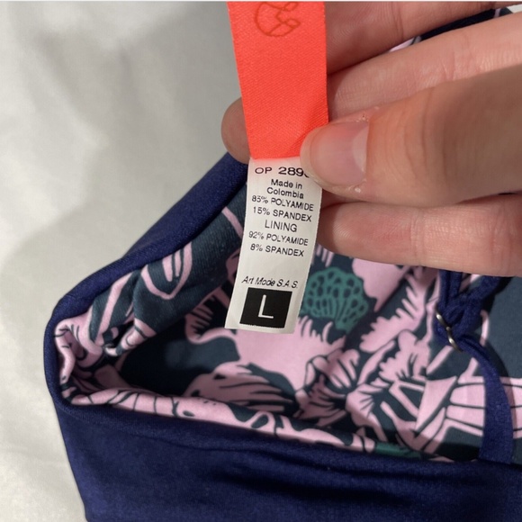 NWT Maaji [ Large ] Blue Depth Halles‎ Ruffle Lace-Up Reversible Bikini Top - Picture 10 of 11